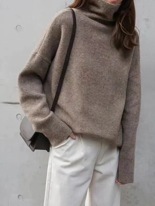 Casual cashmere turtleneck sweater for women