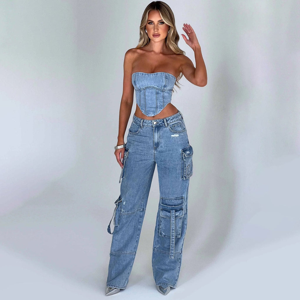 Wolff-Denimhose mit weitem Bein