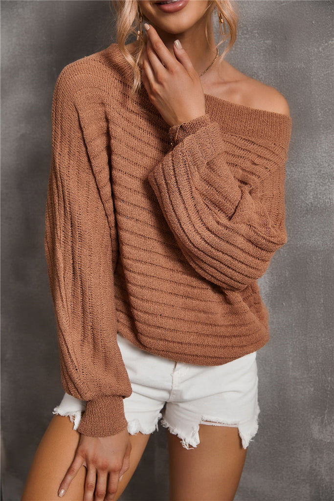 WOLFF Orange gestreifter Strickpullover