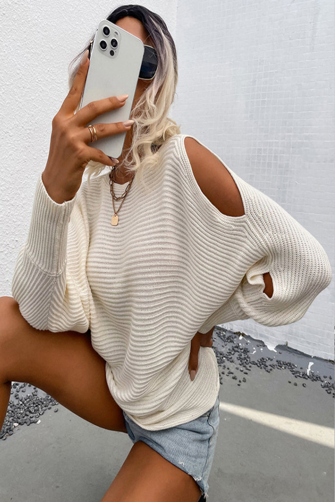 WOLFF Bat Sleeve Hollow Knit Sweater