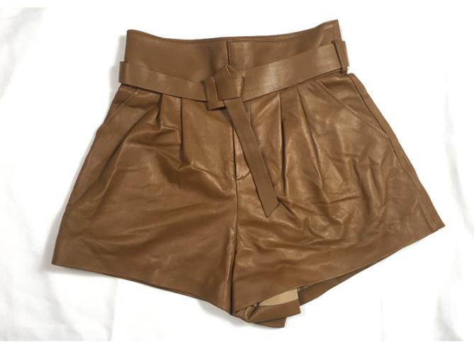 WOLFF | Trendy Frauen Harajuku Echtes Leder Shorts