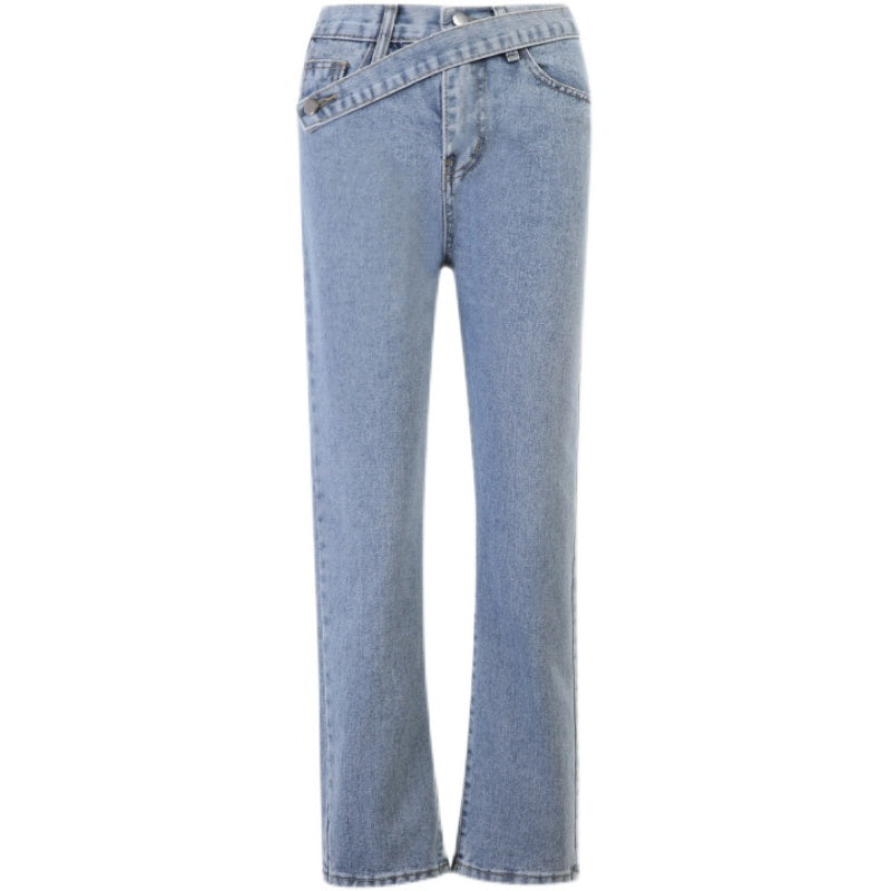 Wolff taillierte Jeans mit unregelmäßigem Gürtel in Distressed-Look