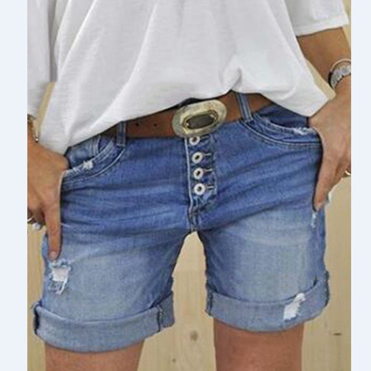 WOLFF | Damen Ripped Denim Shorts