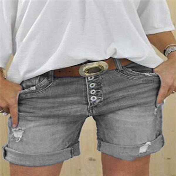 WOLFF | Damen Ripped Denim Shorts