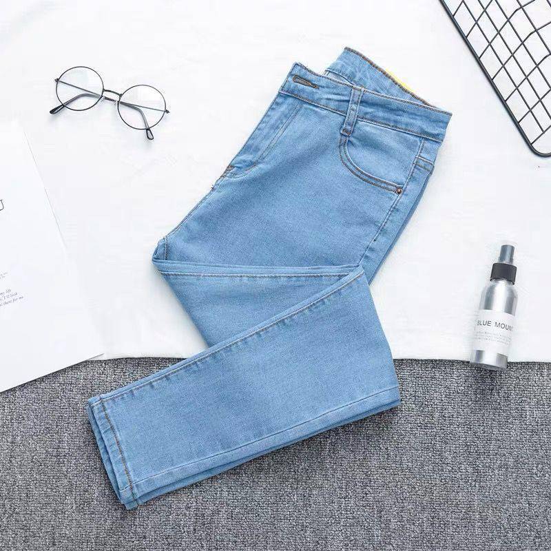 Wolff-Denim-Hose mit hoher Taille und großer Größe