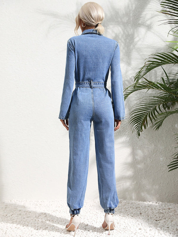 Lässiger Utility-Jumpsuit mit Jeansgürtel