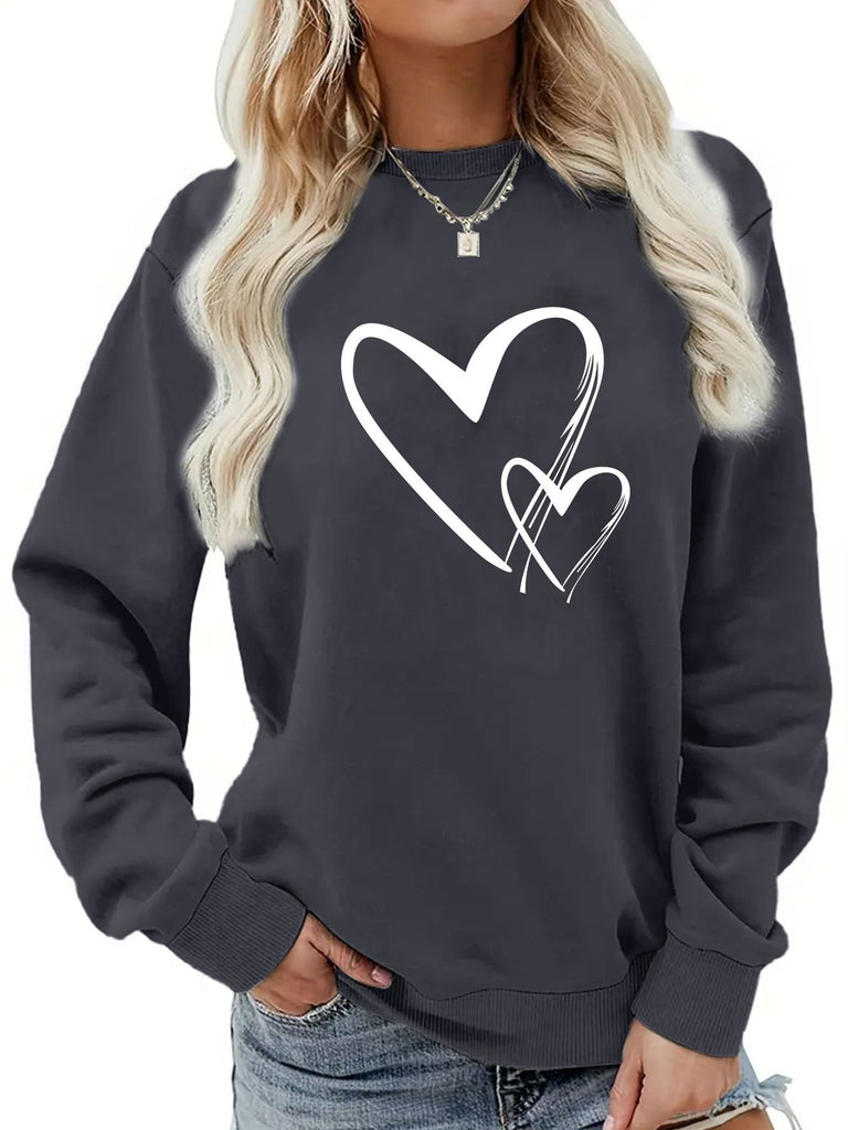 Wolff | Damen Sweatshirt mit R halsausschnitt Herz Print