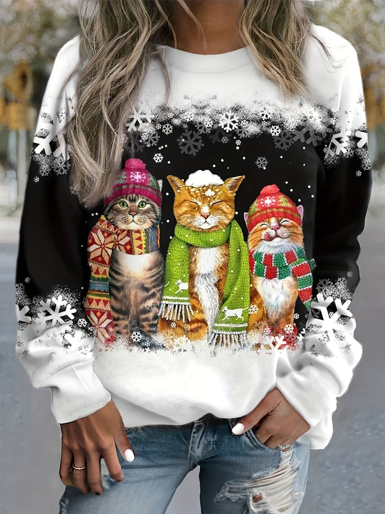 Wolff | Bequemes Winter-Sweatshirt mit Katzenmotiven