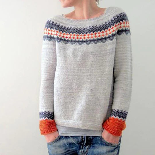 WOLFF - Grauer Pullover im Boho-Stil