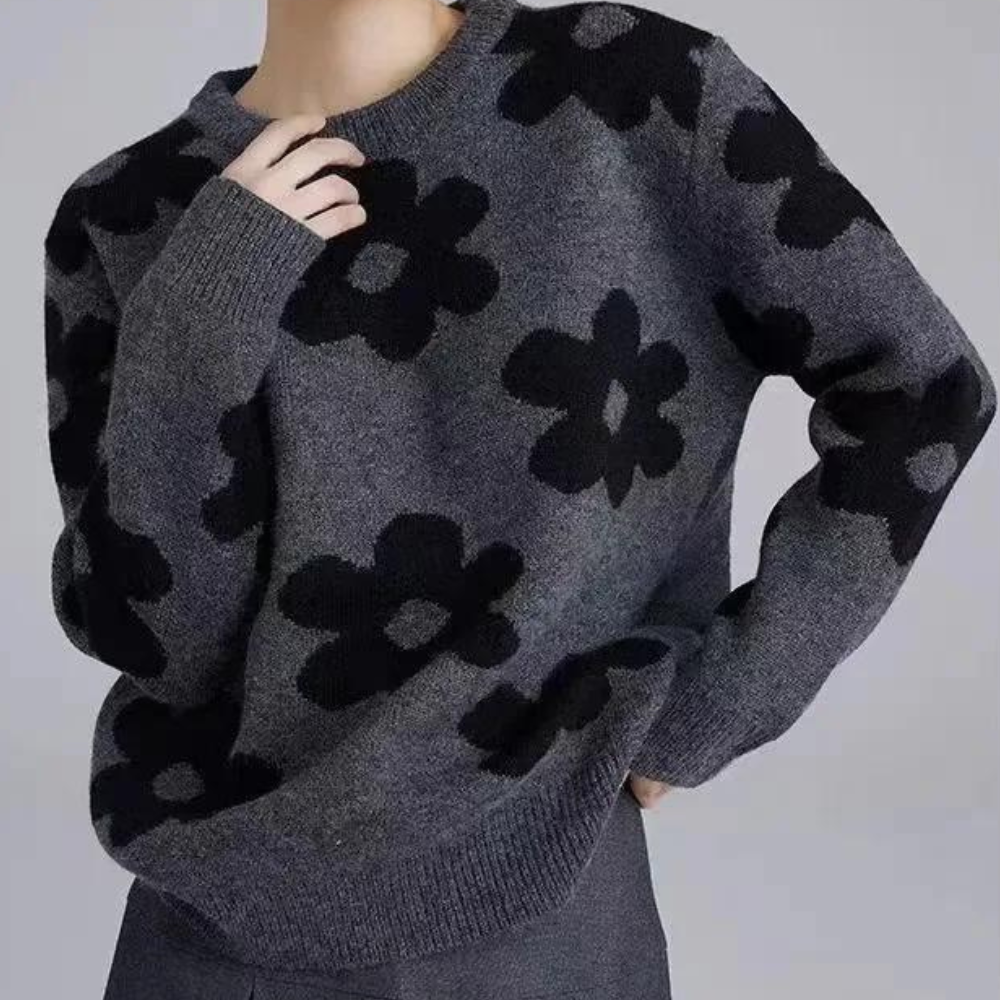 Wolff Sweater | Luxuriöser, weicher Strickpullover für Damen mit Blumendesign