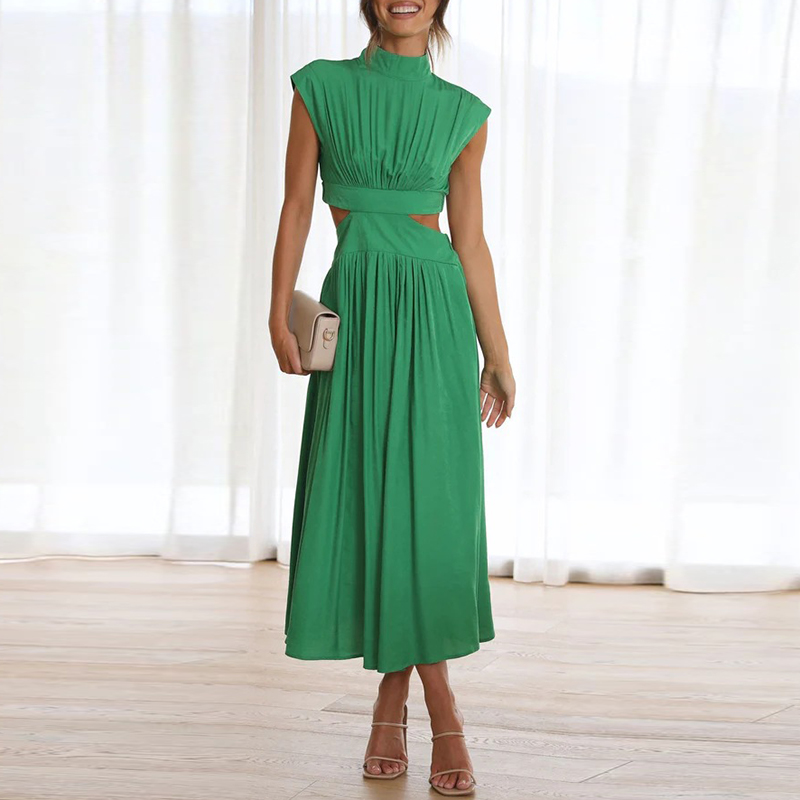 Wolff - Midi-Kleid mit Cut-Outs und Plissee