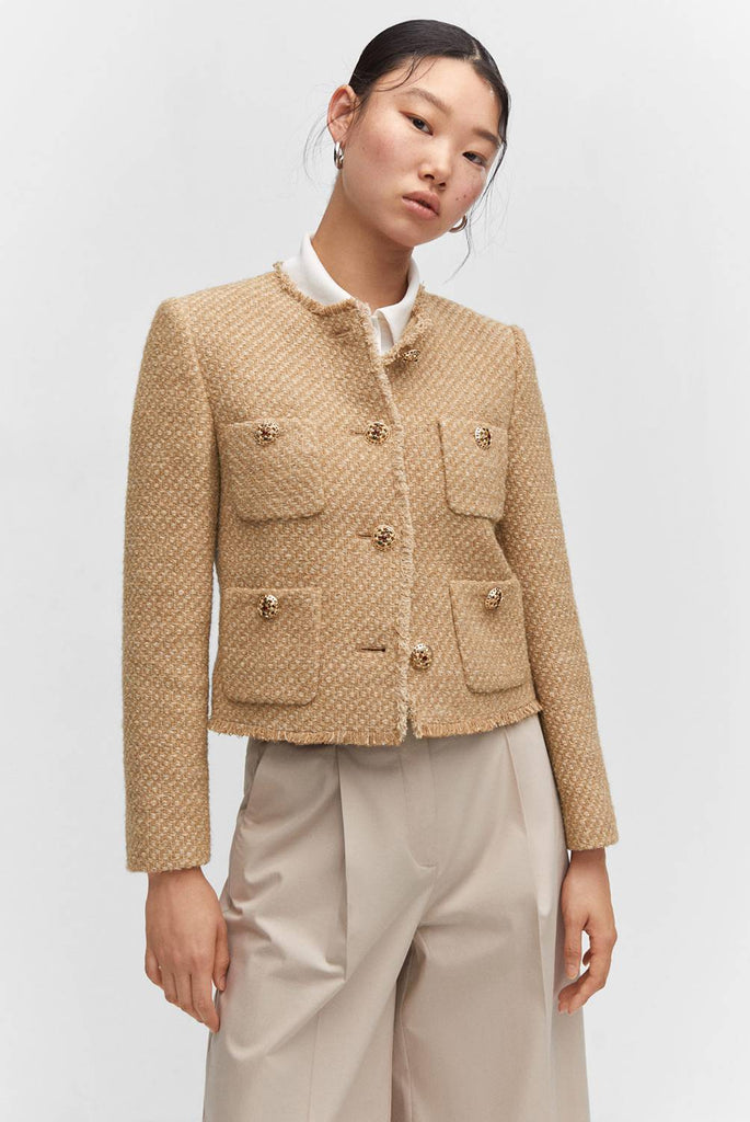 Button-Down-Tweed-Damenmantel