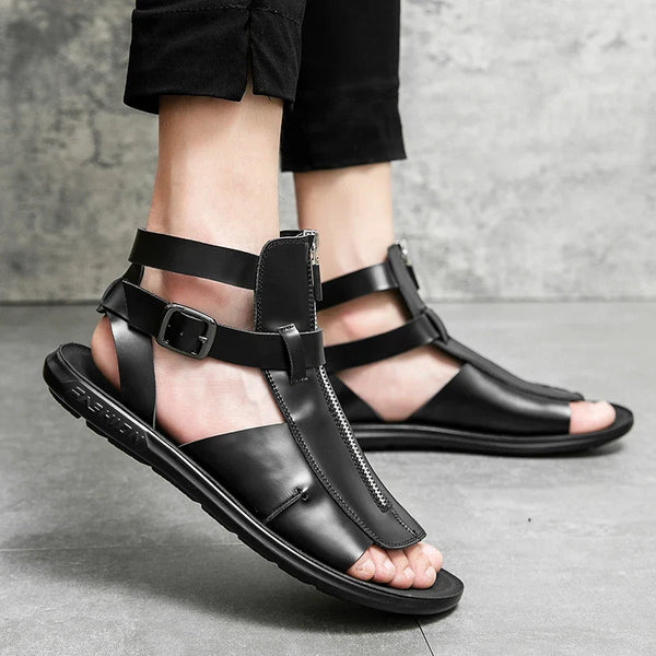 WOLFF - Flache Ledersandalen im römischen Stil