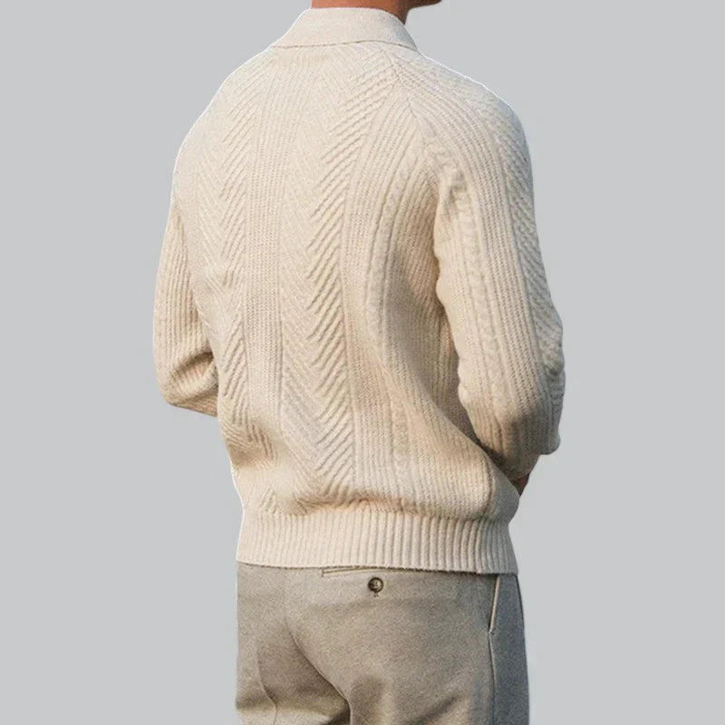 WOLFF | Klassische Polo Herrenpullover Mit Strickdesign