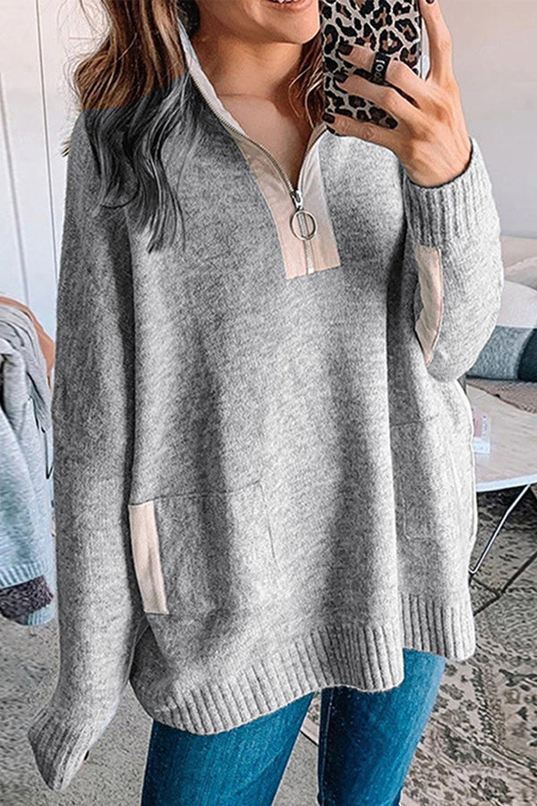 WOLFF Reißverschluss Halb-Cardigan Strickpullover