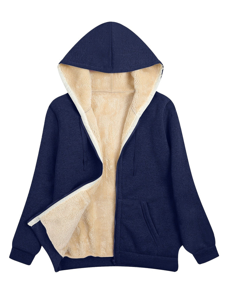 Schwarzer Hoodie mit Fleece-Futter