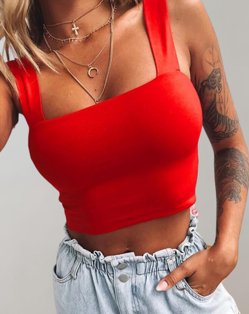 Wolff - Crop-Top Damen mit Ausschnitt