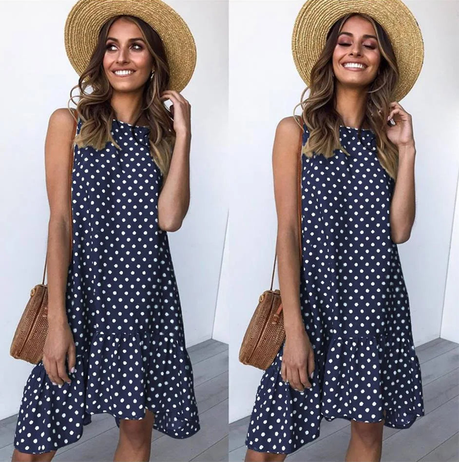 Wolff Polka Dot Kleid | Luftiges Midi-kleid mit Polka-Dot-Print und Rundhalsausschnitt