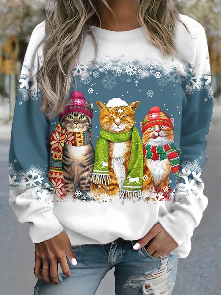 Wolff | Bequemes Winter-Sweatshirt mit Katzenmotiven