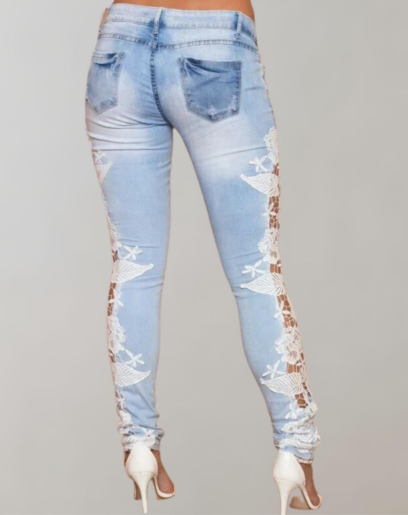 Wolff - Stretch-Denimhose mit floraler