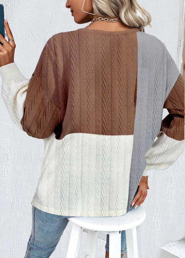 Wolff | Patchwork Sweatshirt In Dunkelkaffee Für Frauen