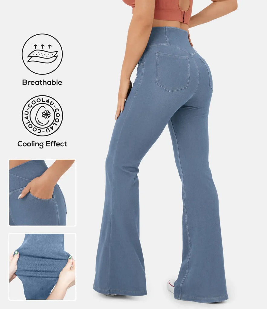 Atmungsaktive High Waist Jeans mit Kühleffekt