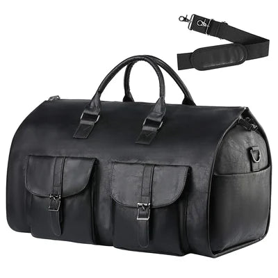 Leder-Schwarz wandelbare Duffle-Kleiderkoffer