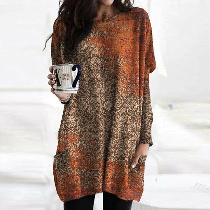 Elegante orange Pullover mit Mandala-Druck