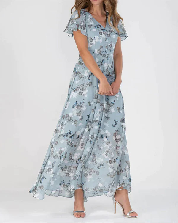 Elegantes Und Stilvolles Sommerkleid Mit Floralem Muster