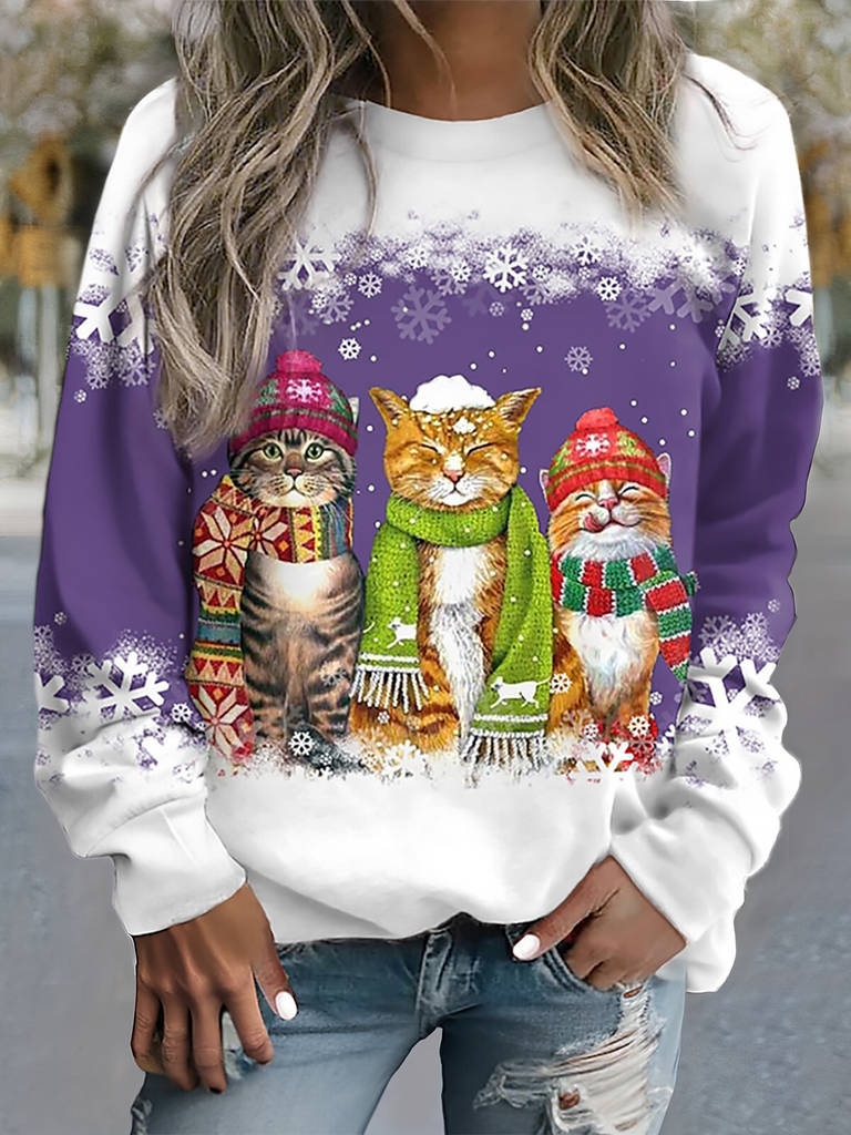 Wolff | Bequemes Winter-Sweatshirt mit Katzenmotiven