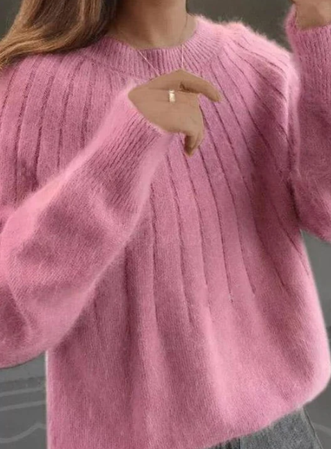 Flauschiger Kaschmirmischung gestrickter Pullover