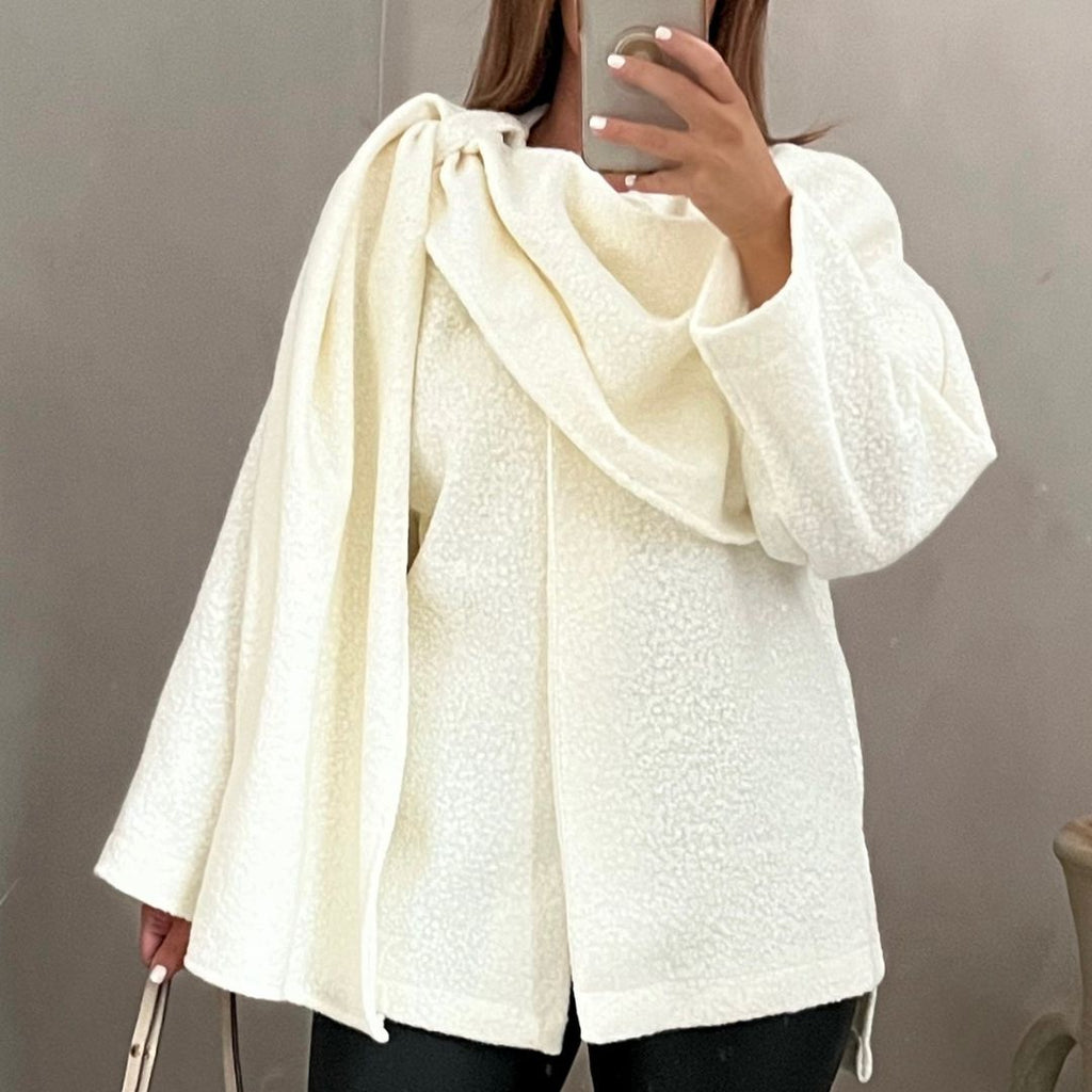 WOLFF - Eleganter Bouclé-Poncho mit Schal