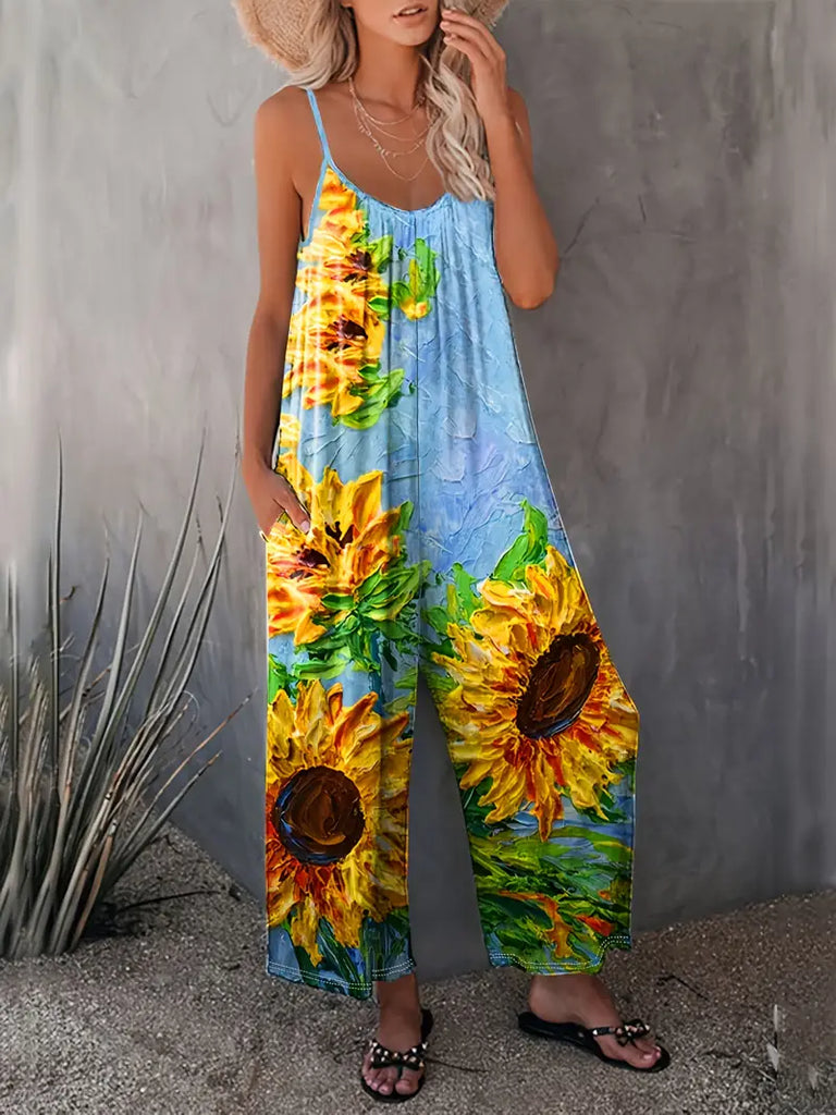 WOLFF - Jumpsuit mit Sonnenblumendruck