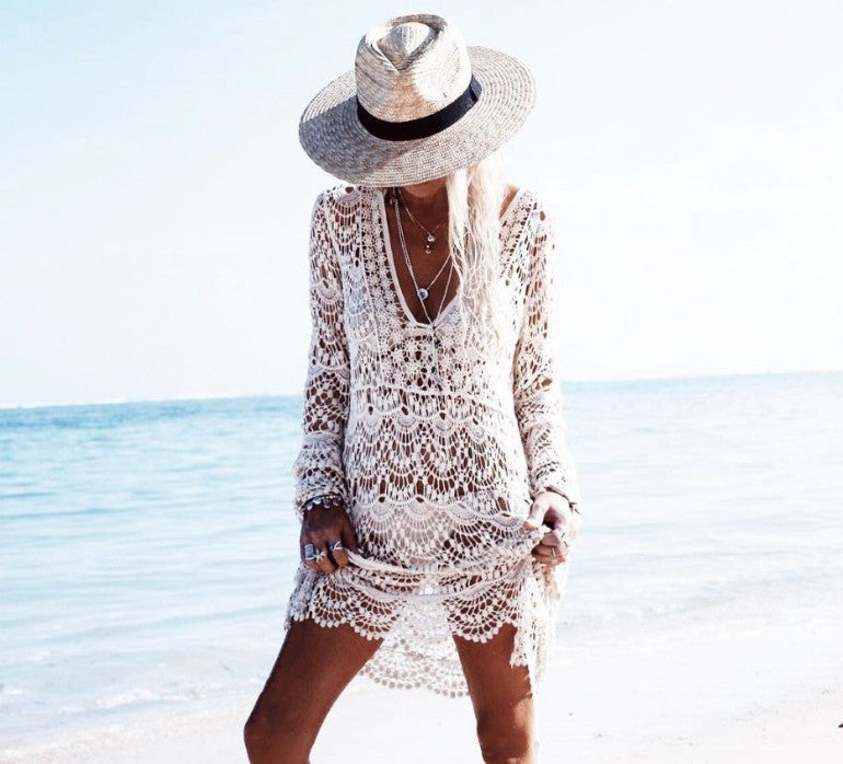 WOLFF | Exklusive Beach Cover-up Bademode Hemd Oberteile up