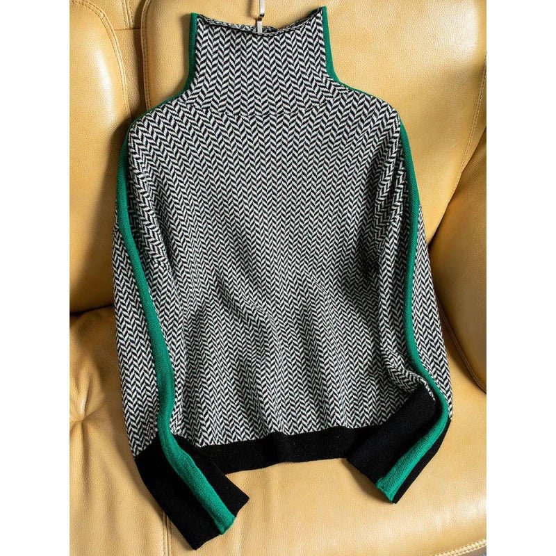 WOLFF Geometrisch gestrickter Rollkragenpullover