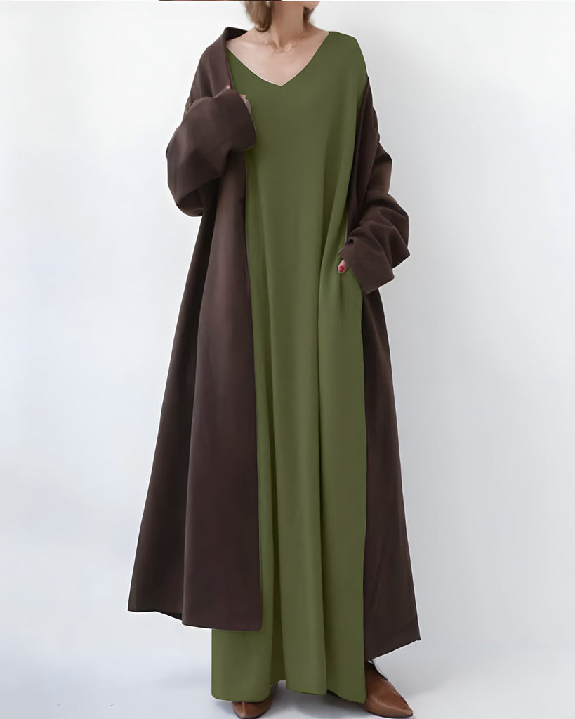 Wolff Pullover-Kleid | Bequemer langer Pullover mit V-Ausschnitt