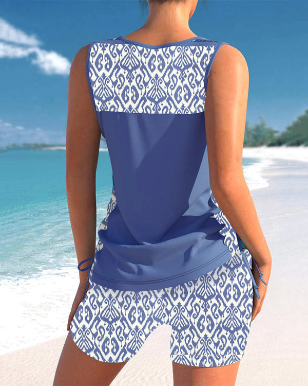 WOLFF – Tankini mit geometrischem Print und V-Ausschnitt