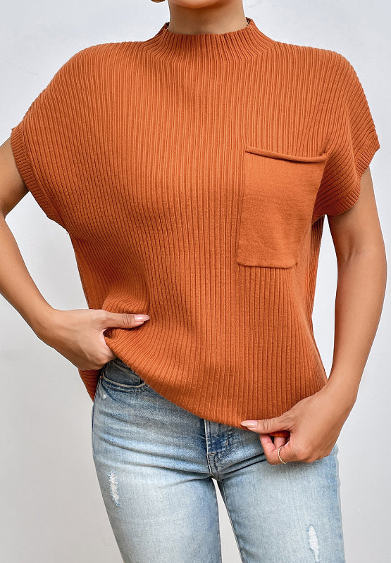 WOLFF | Schicker Herbst Mock Neck Sweater-Weste mit Brusttasche für Frauen