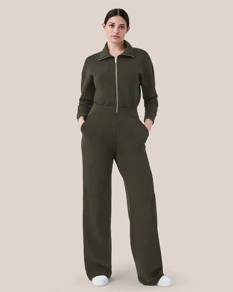 Langärmeliger Jumpsuit mit weitem Bein