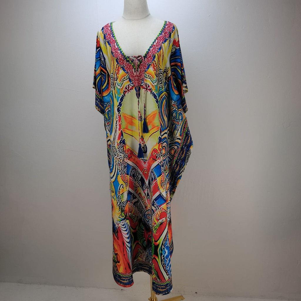 WOLFF | Glamorous Ethnic Print Strand Rock Bluse Abdeckung