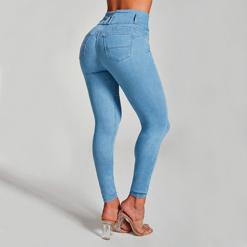 Wolff hohe Taille Enge Stretch-Form und Hüft lifting Jeans