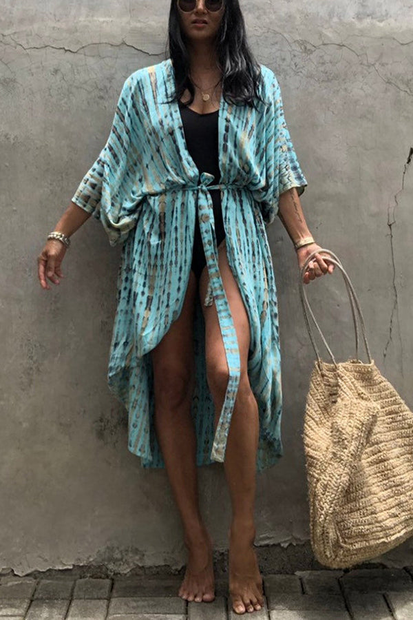 WOLFF – Batik-Strandüberwurf im Boho-Kimono-Stil