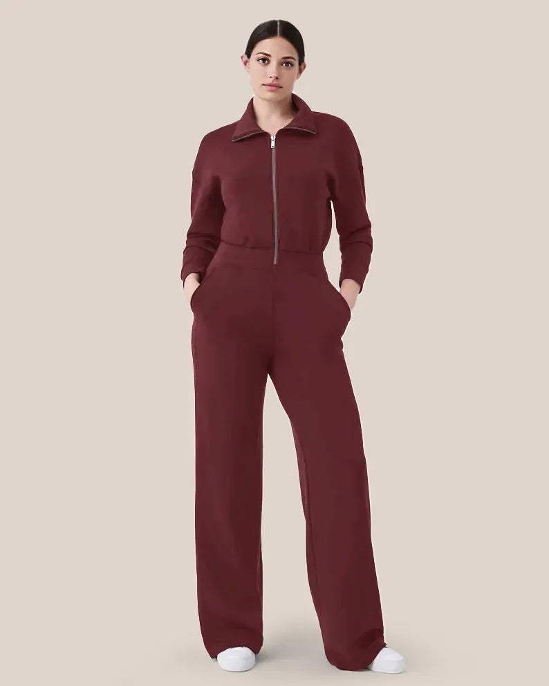 Langärmeliger Jumpsuit mit weitem Bein