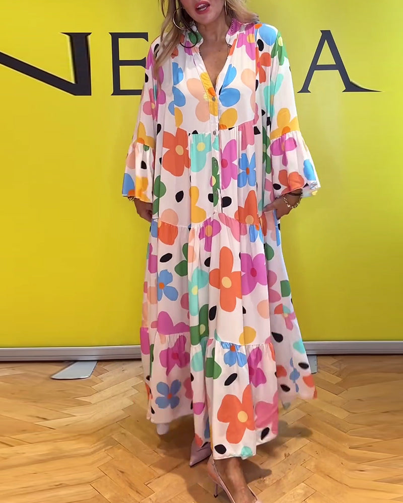 Noa™ - Lässiges Kleid mit Trompetenärmeln und Blumenmuster