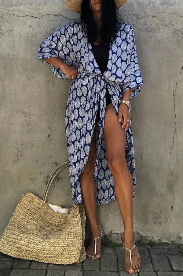 WOLFF Island – Strandüberwurf im Kimono-Stil mit Boho-Print