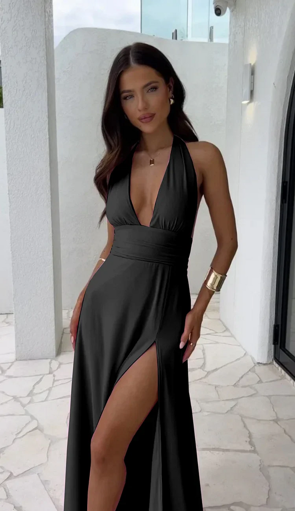 Deep V Split Kleid