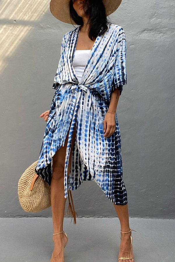 WOLFF – Batik-Strandüberwurf im Boho-Kimono-Stil