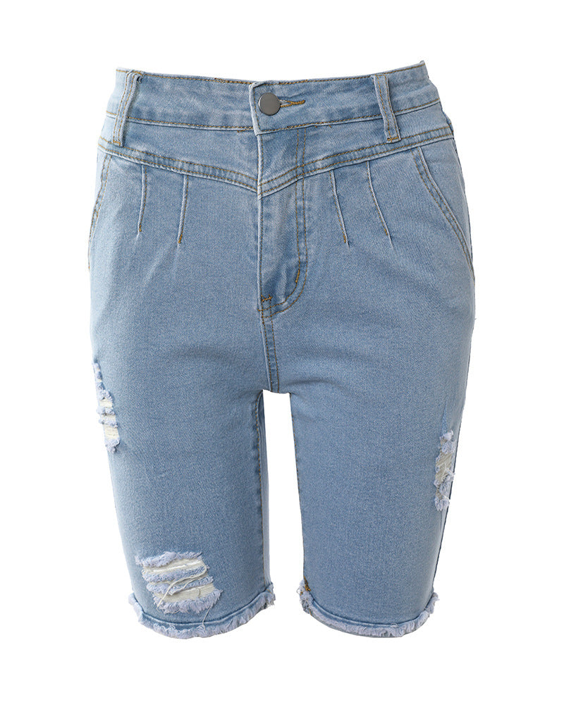 WOLFF | Mode Damen Casual Blau Ripped Jeans