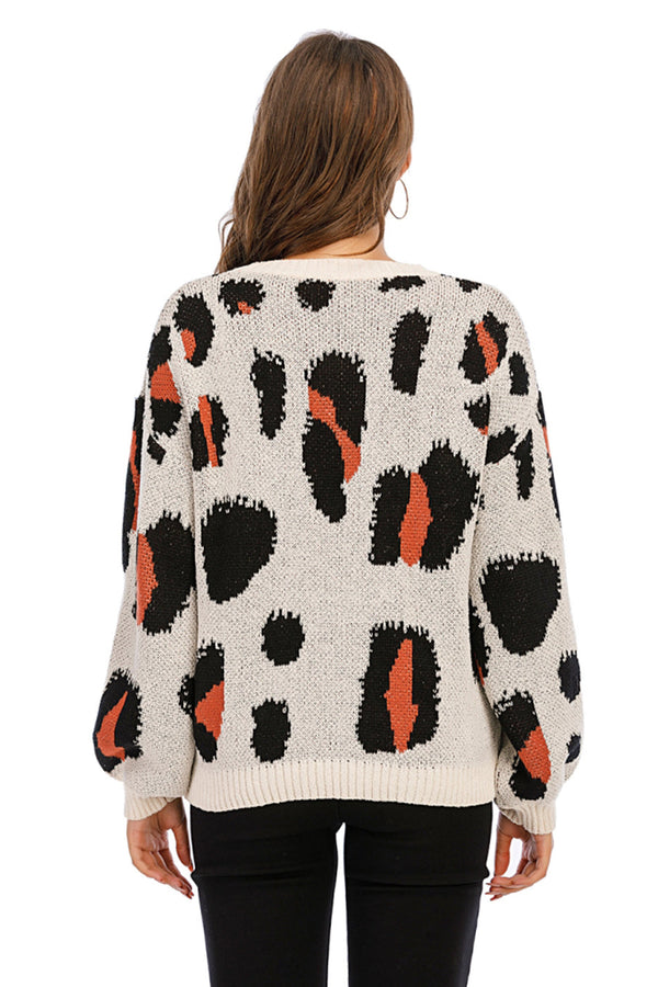 WOLFF Leopard Rundhals Pullover Sweater