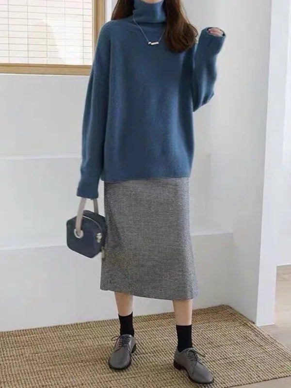 Casual cashmere turtleneck sweater for women